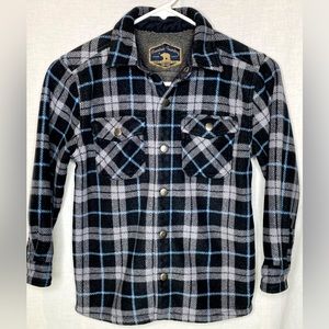 Freedom Foundry Fleece Lined Flannel Shirt Jacket Black Gray Kids Size S Plaid
